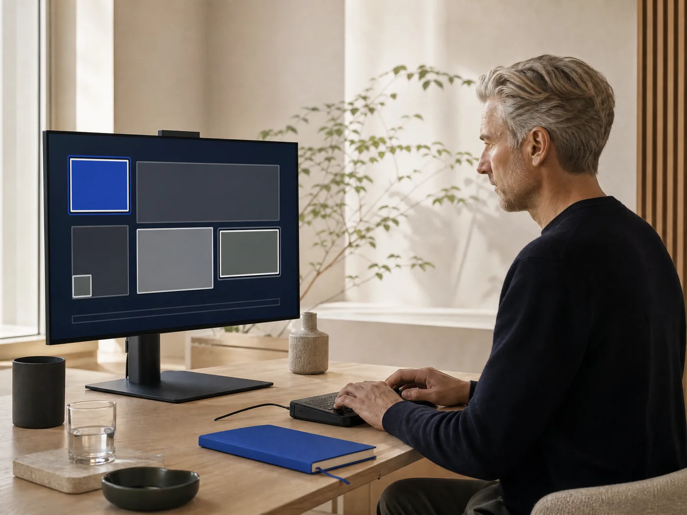 Designer testing an accessible interface with keyboard and assistive technology