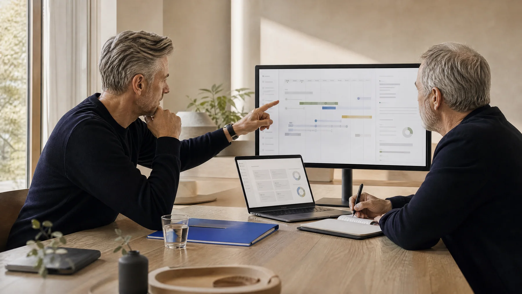 Engineers reviewing a working product during delivery